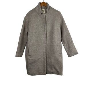 LOCAL Womens Italian Wool Alpaca Wool Herringbone Coat XS Quiet Luxury Old Money